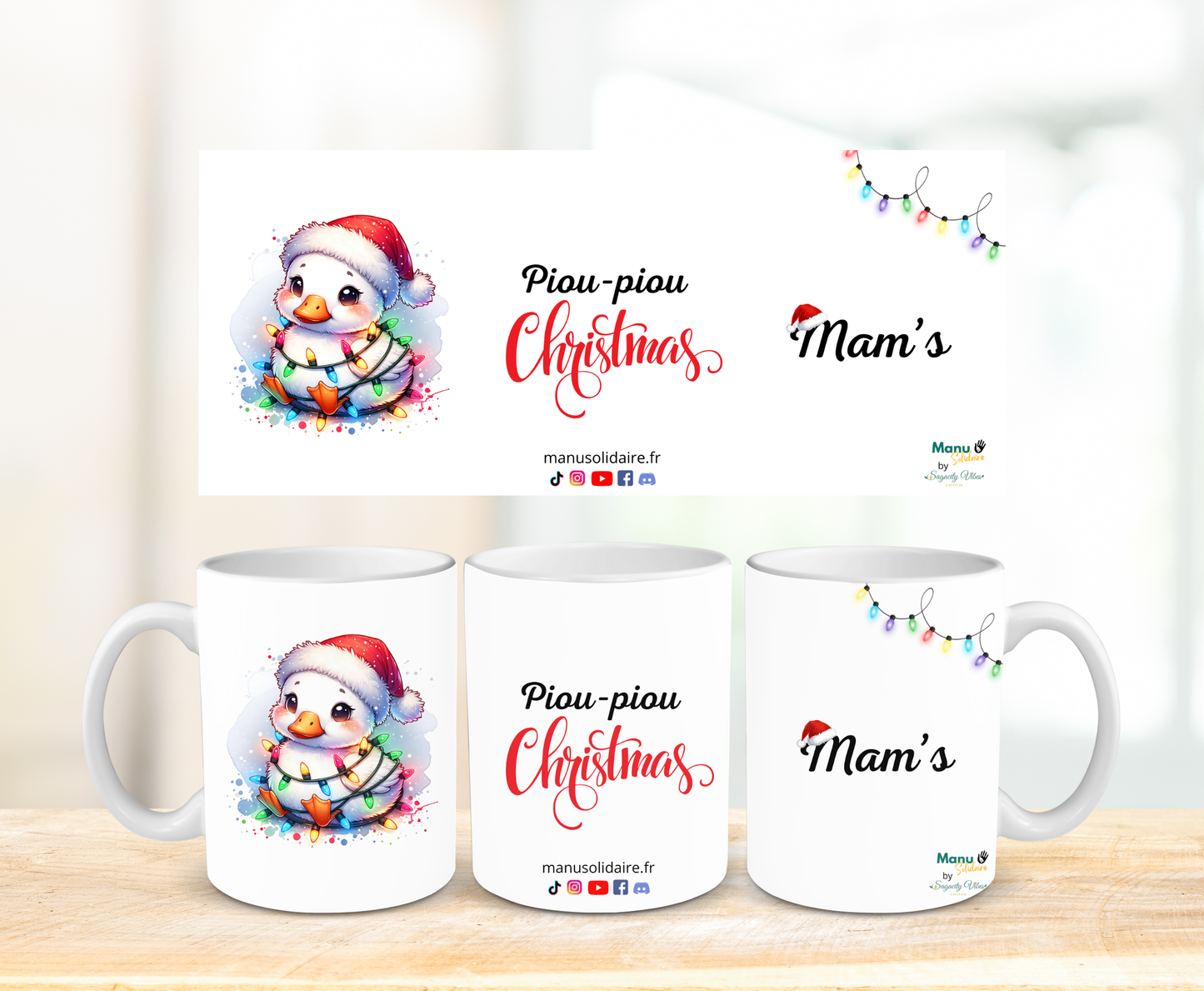 Tasse - PiouPiou Christmas guirlandé