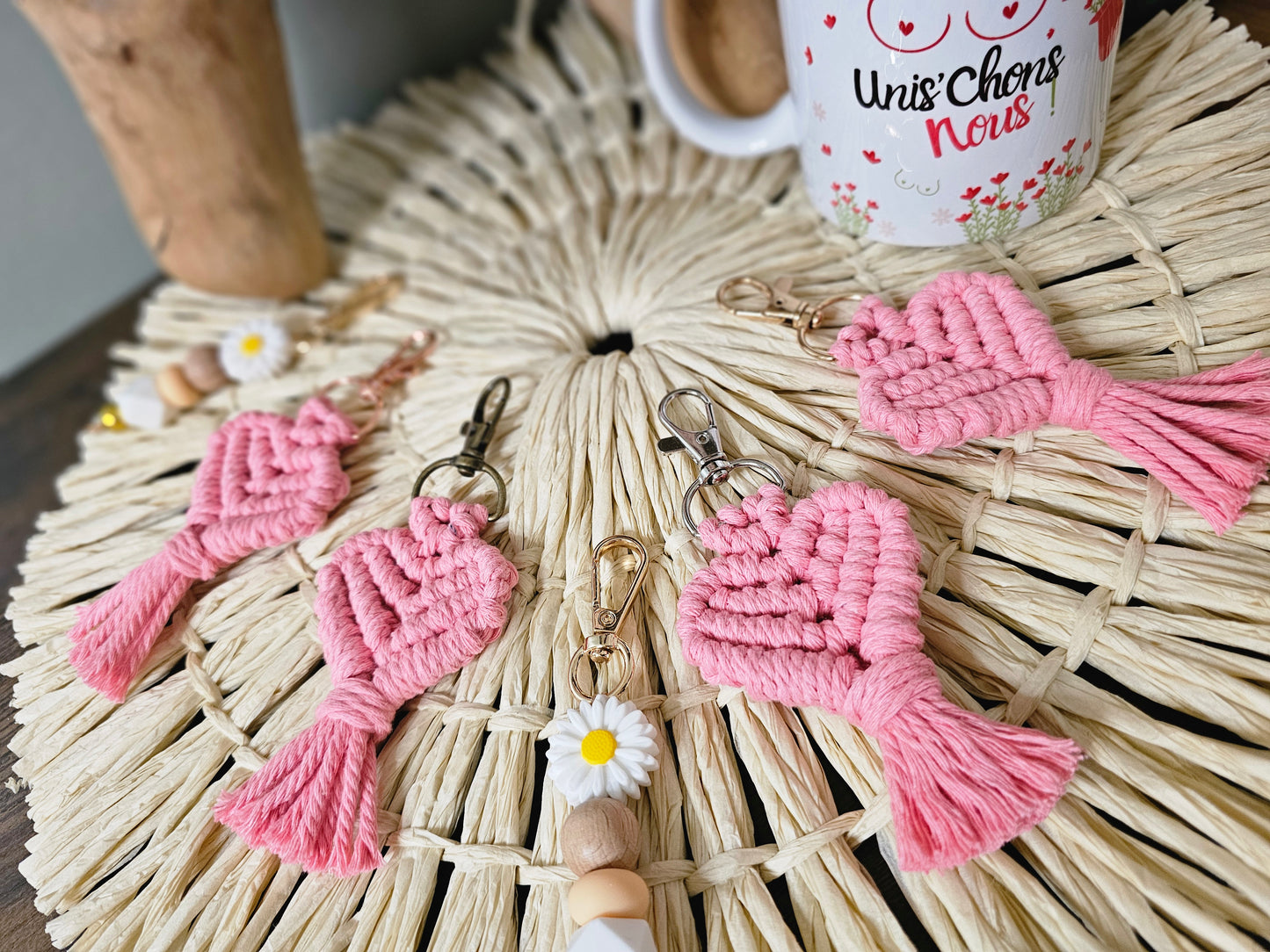 Coeur rose - Porte clés Action du 💚