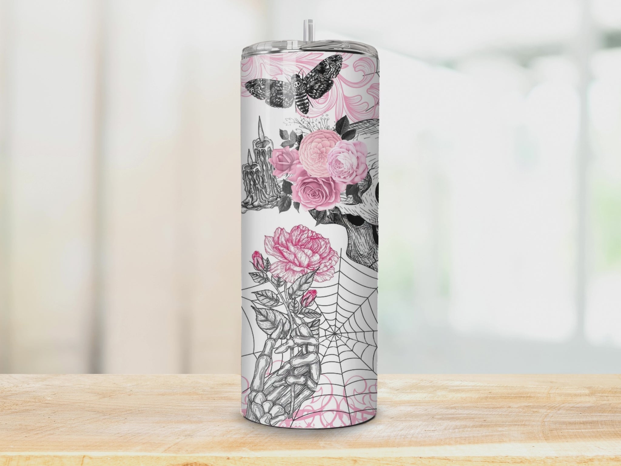 tumbler pink skull
